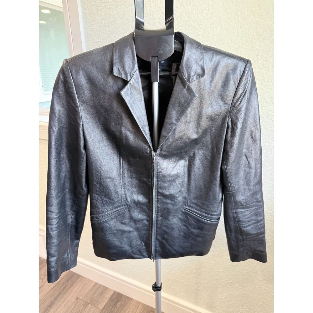Ann Taylor 100% Leather Black Zip Up Long Sleeve Motorcycle Biker Jacket Size M